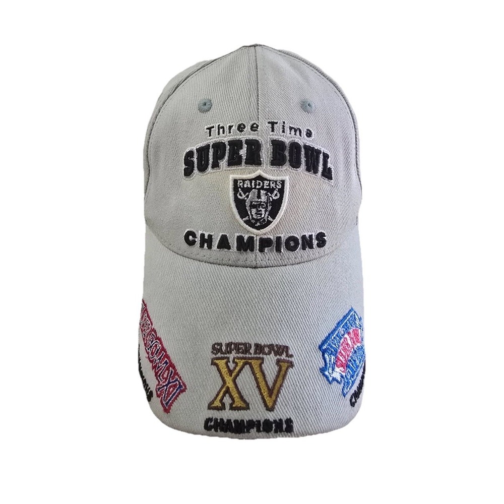 Vintage NFL Oakland Raiders Strapback Hat 3 Time Super Bowl Champions Reebok